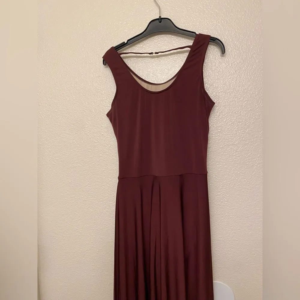 WEISSMAN Dance lyrical costume burgundy maxi dress Worn 13754 MA-Medium adult